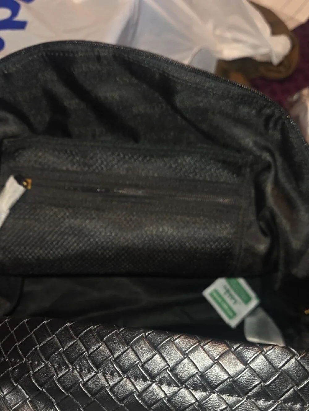 GUESS Black Woven-Texture Backpack with Gold Zipper Accents